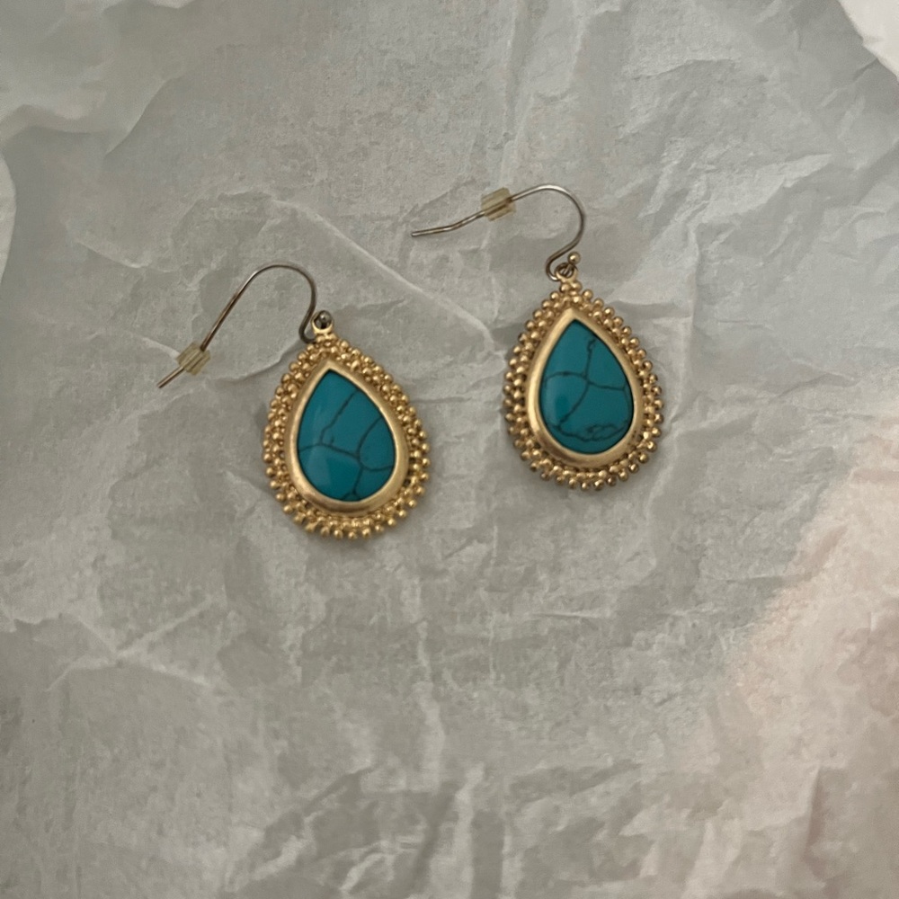 Faux turquoise teardrop earrings